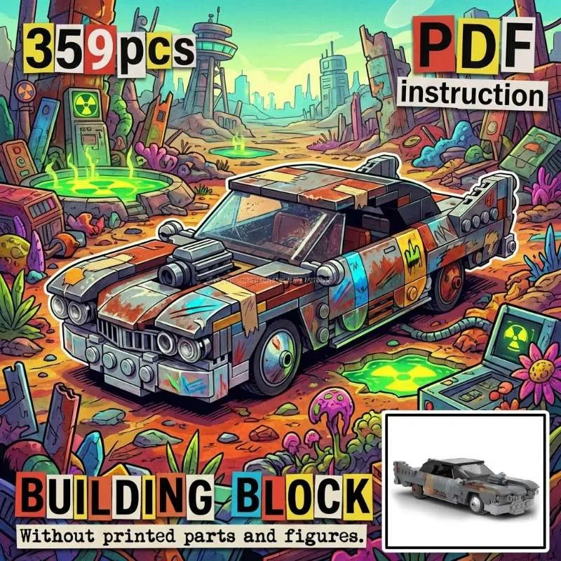 

Модель седана MOC Falowt в постапокалиптическом ретро-стиле для пустошей с двигателем V8 Supercharger