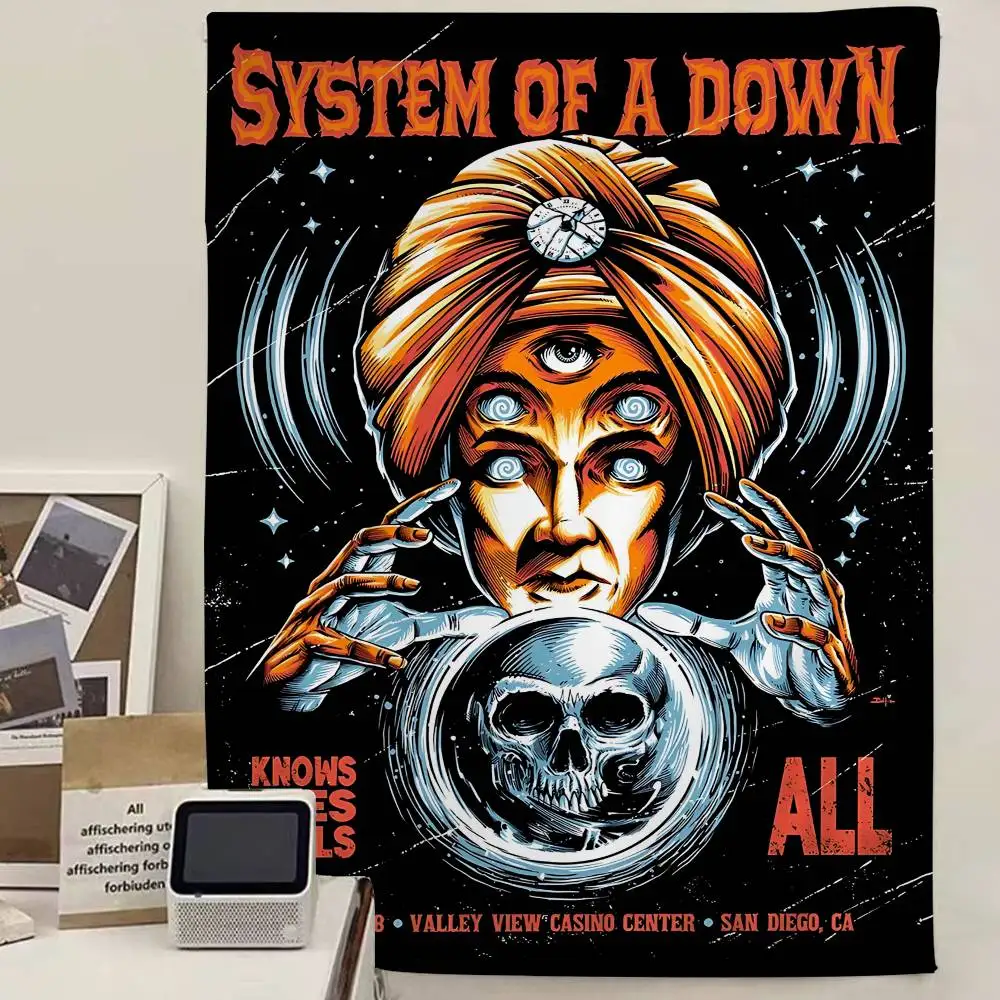Metal Band System Of A Down Cartoon Tapestry Wall Hanging Decoration Household Home Decor