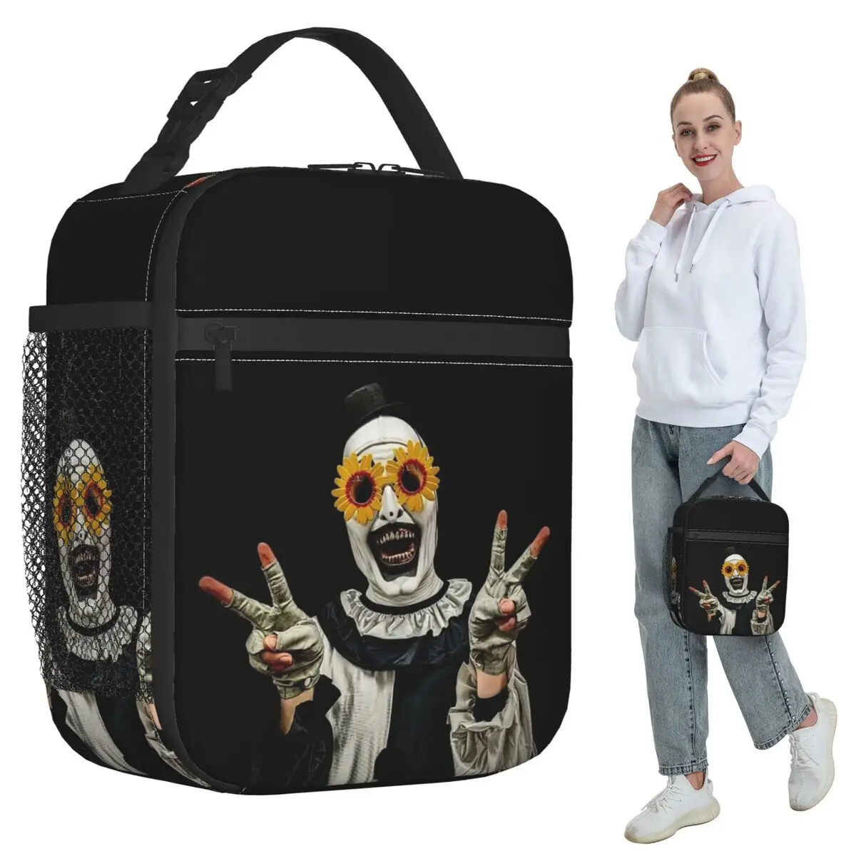 The Clown Cute Terrifier 2 Sunflower Insulated Lunch Bag Office Cooler Thermal Food Box Tote Leakproof Lunch Boxes Container