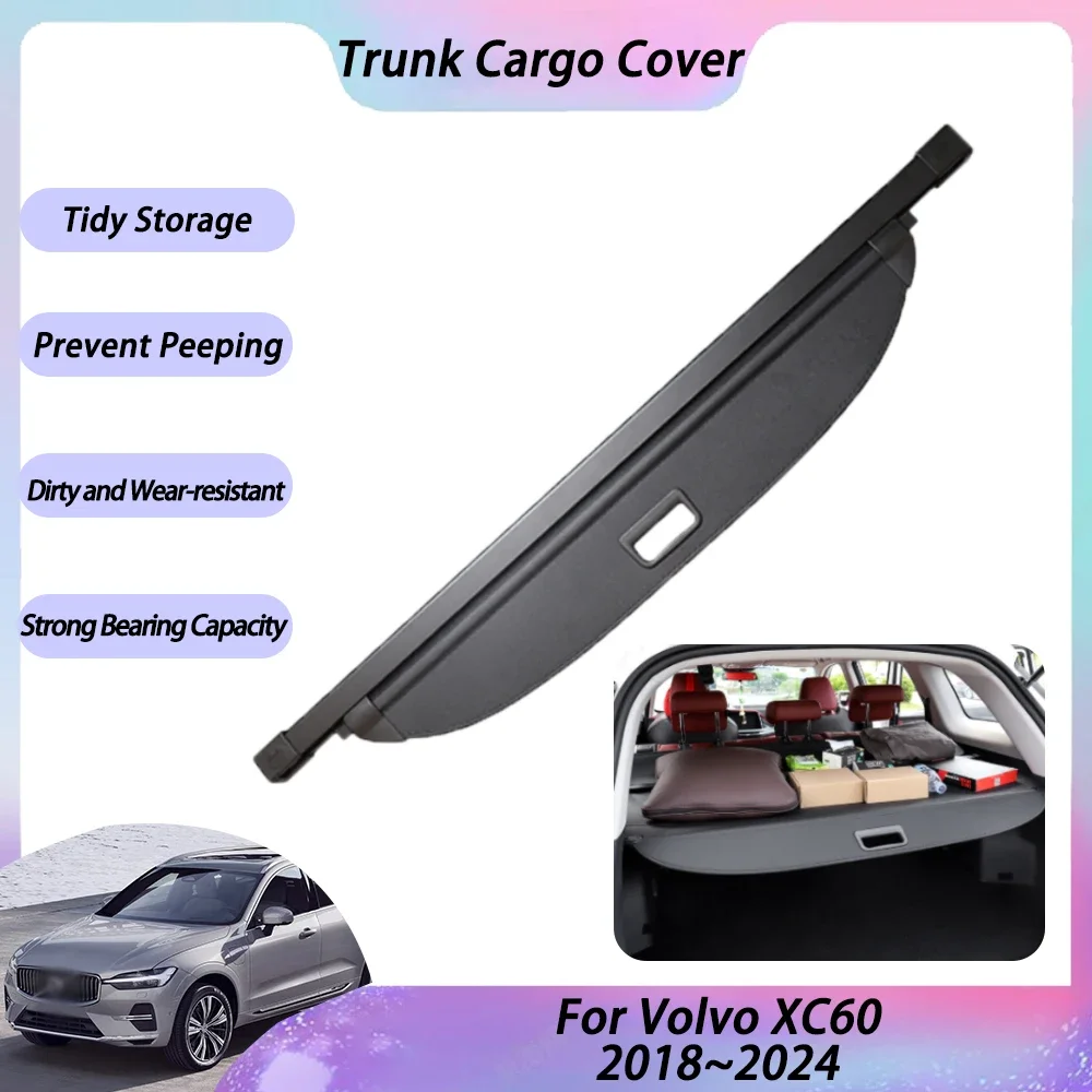 

Trunk Cargo Cover For Volvo XC60 2018 2019 2020 2021 2022 2023 2024 Rear Shield Shades Luggage Partition Board Auto Accessories