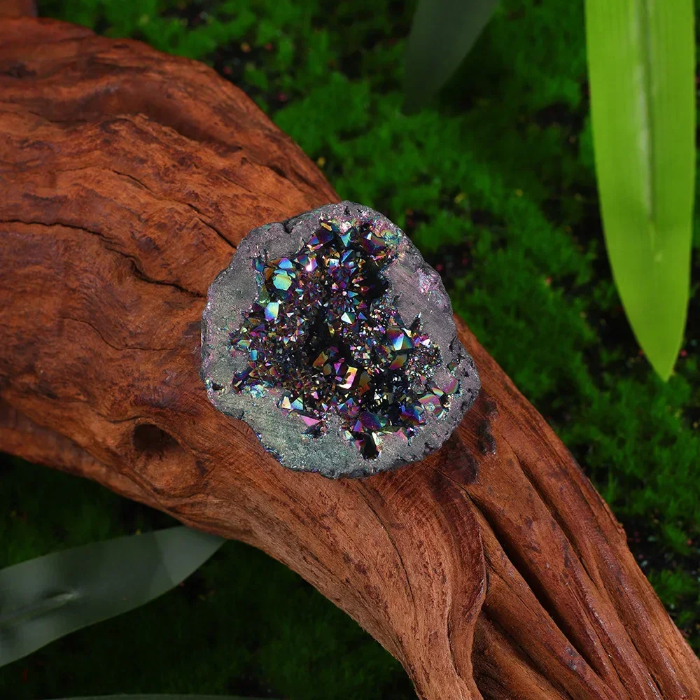 Nature Agate Geode Mineral Stone Irregular Colourful Electroplating Druzy Crystal Cluster Rocks Mineral Specimen Home Decoration