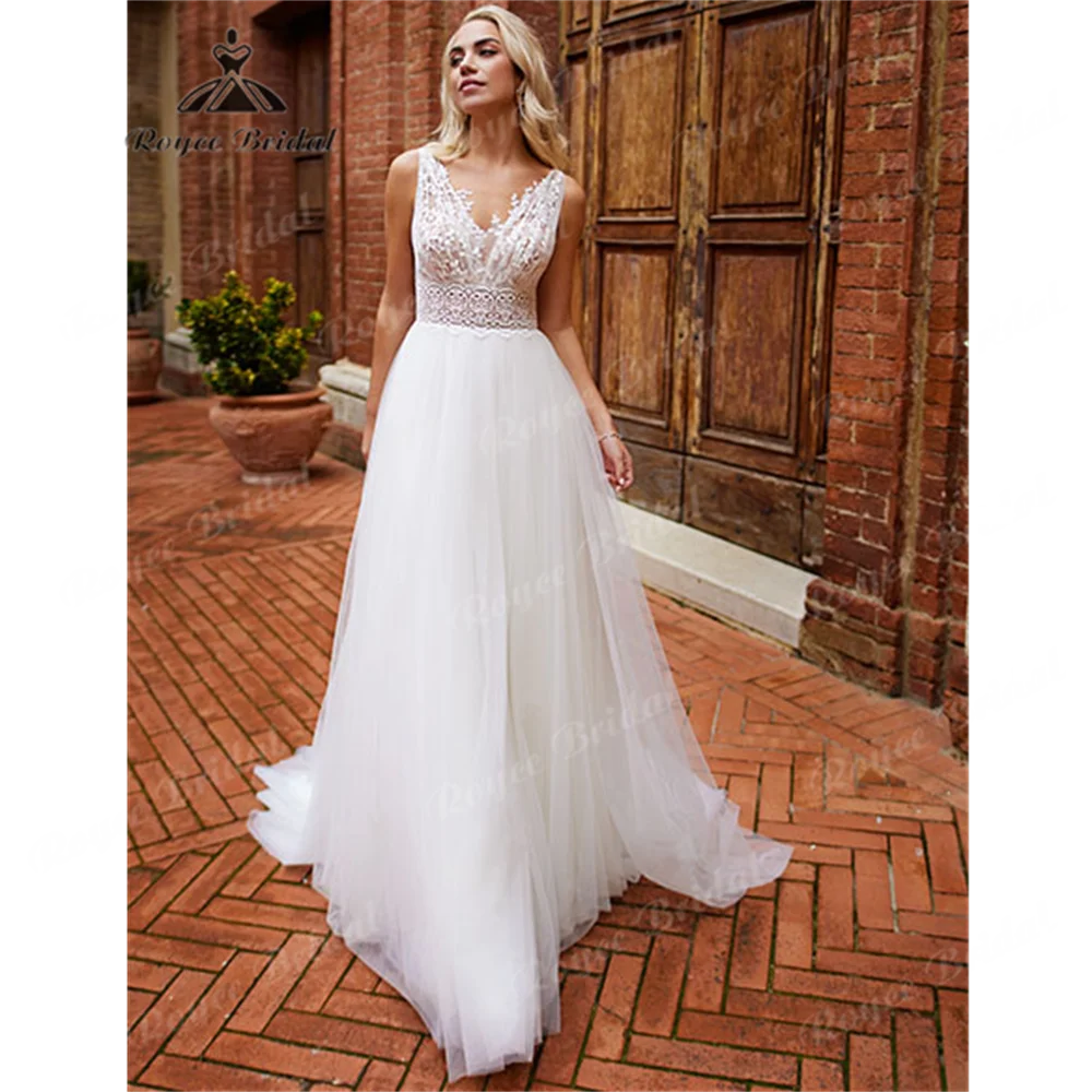 

Roycebridal V Neck A Line Wedding Dress 2025 Tulle Court Train Wedding Gown Customizedvestidos de noviasvestidos noviastrouwjurk