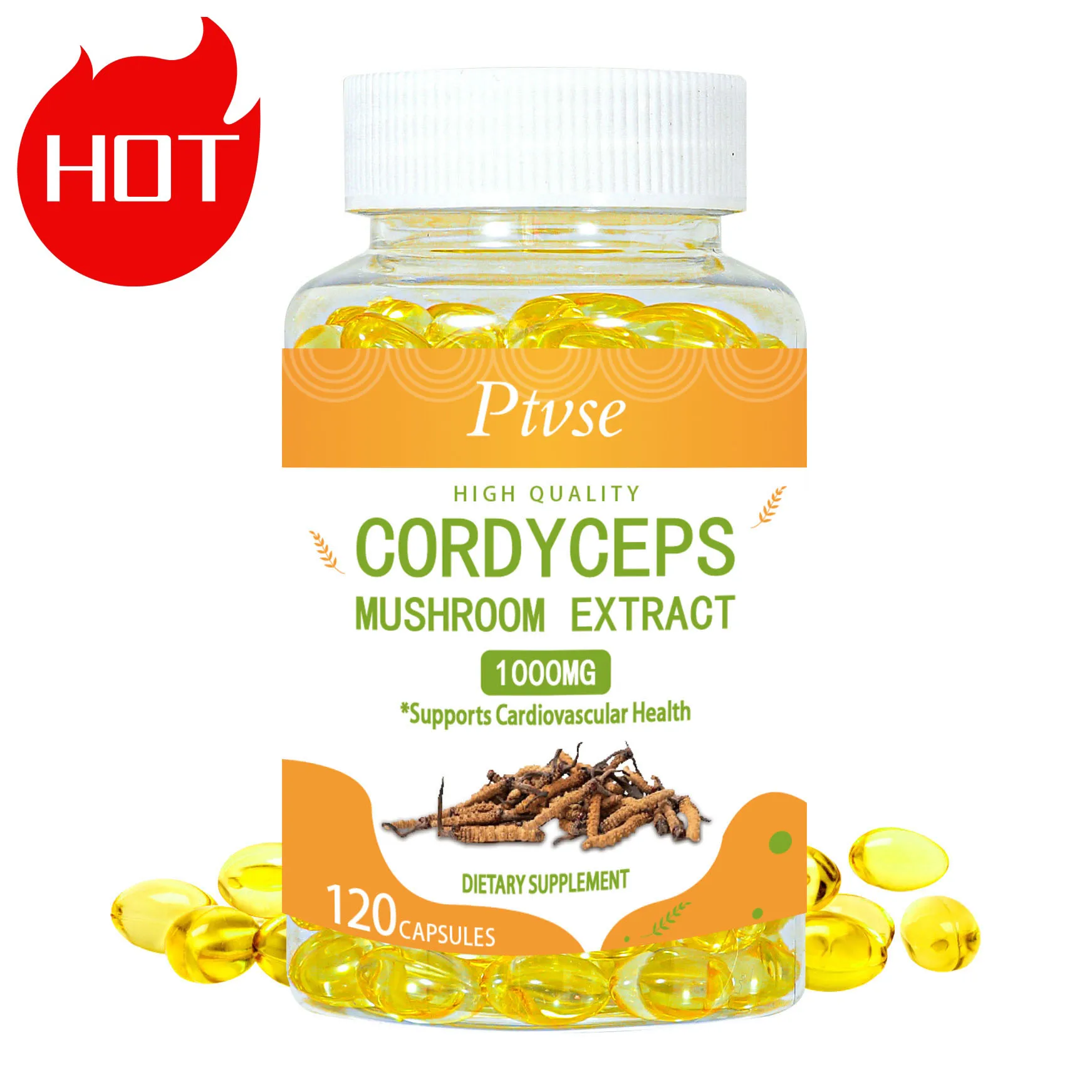 

Cordyceps Extract Supplement 1000 mg - High Quality Mushroom Extract Supplement, Vegetarian Capsules