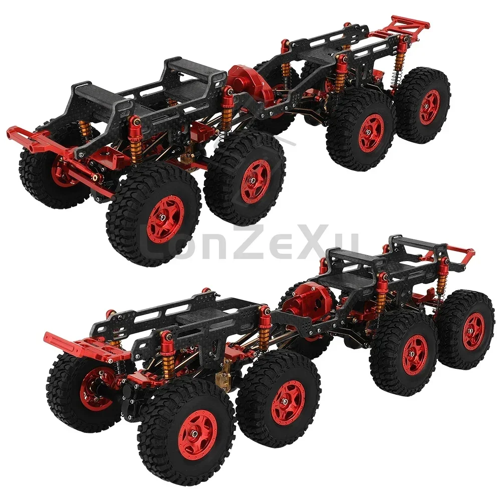 Upgraded 6x6 8×8 Carbon Fiber Chassis Car Frame with Metal Axles Wheels Low Center Gravity Chassis Refit Kit for 1/24 SCX24 RC