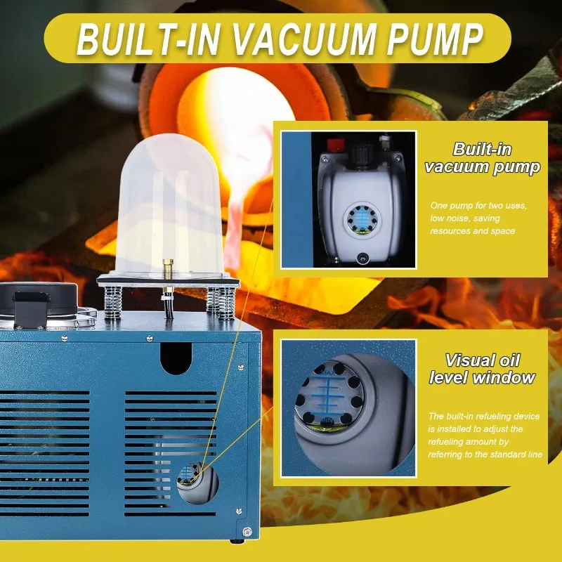 1100 ° C مجوهرات فقدت الشمع قالب الصب الجص الاستثمار الذهب الفضة النحاس معدن تكرير 2L فراغ ذوبان وآلة الصب #6