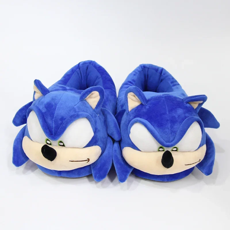 Sonic The Hedgehog Peluche Slippers Anime Cartoon Soft Home Cotton Slippers Kawaii Winter Warm Indoor Shoes Couple Birthday Gift