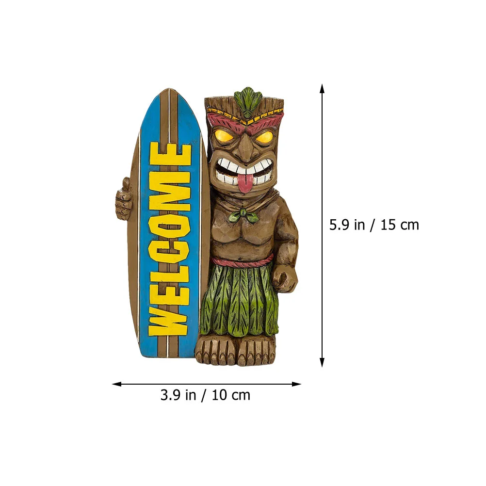 Signage Summer Surfboard Ornaments Tiki God Statue Hawaiian Decorations Resin Figurines Home