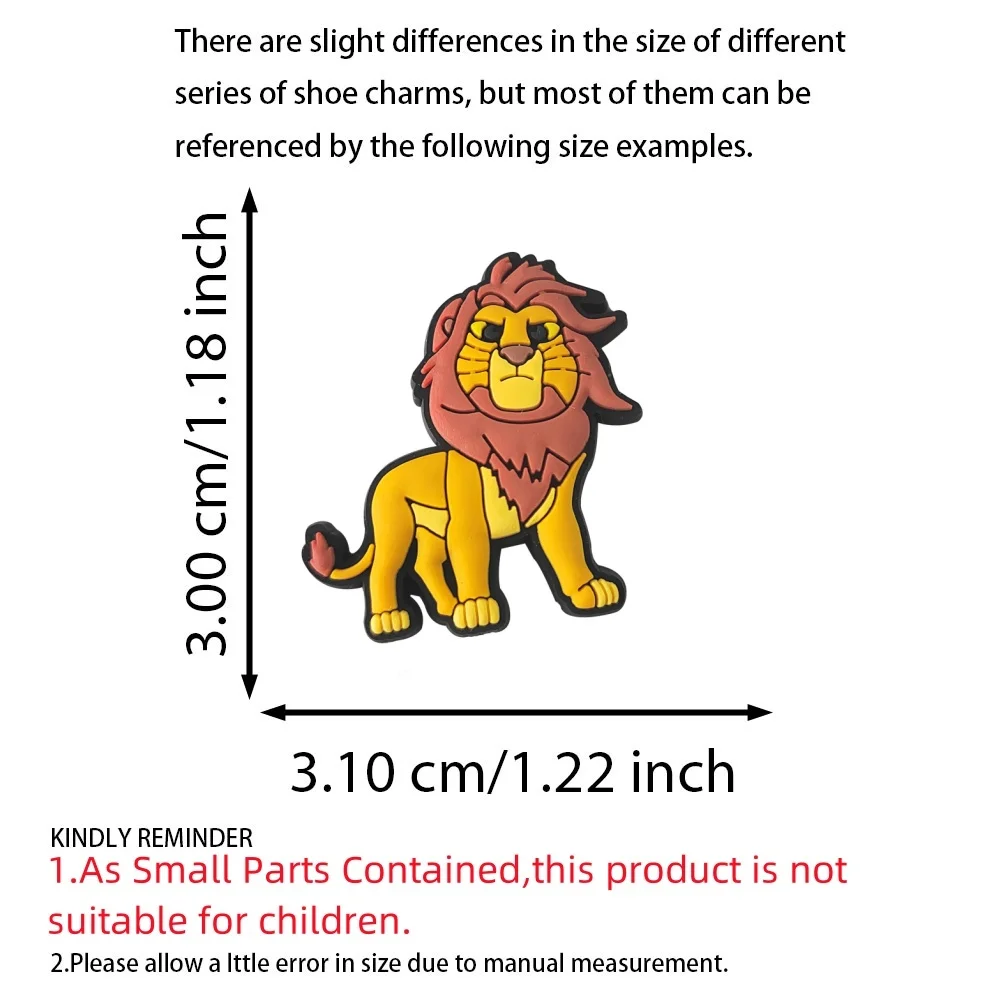 New Arrival 1-16pcs Disney The Lion King  Simba PVC Shoe Charms Accessories Sandals Shoes Buckle Fit Wristbands Birthday Present