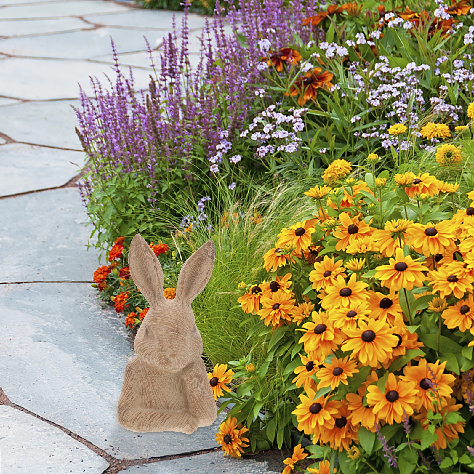 

2pcs Resin Ornament Lovely Garden Statue Decorative Miniature Yard Desktop Bunny Sculpture Car Ornament Gift Micro Landscape