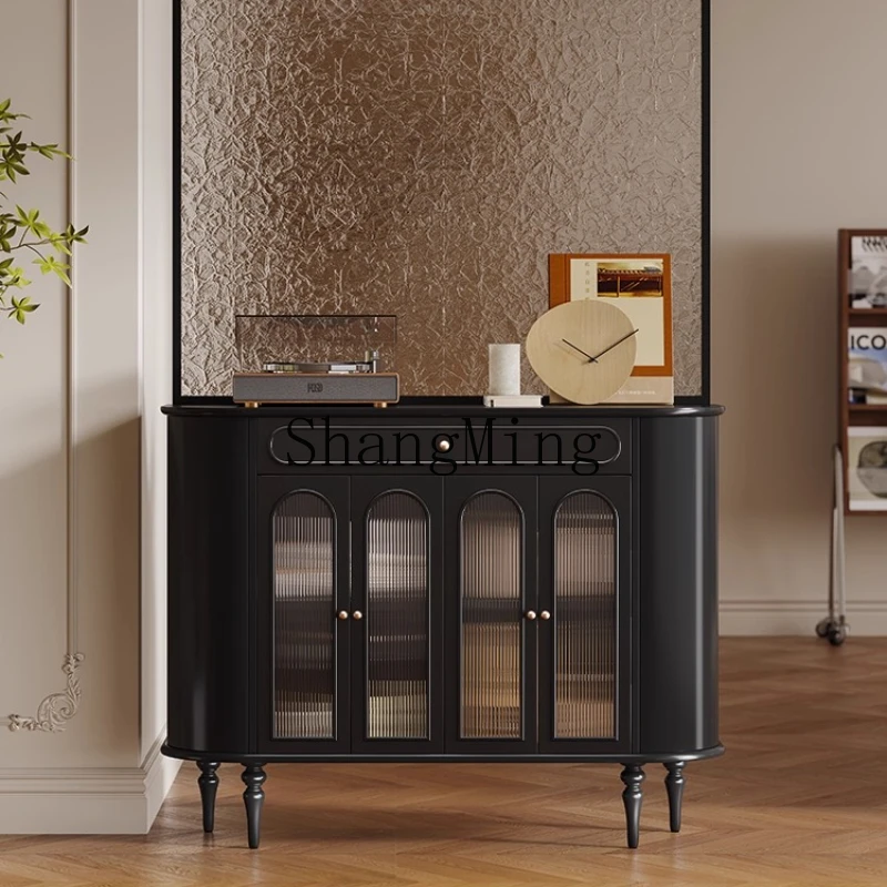 

DHY retro home entrance cabinet solid wood simple living room integrated locker screen partition