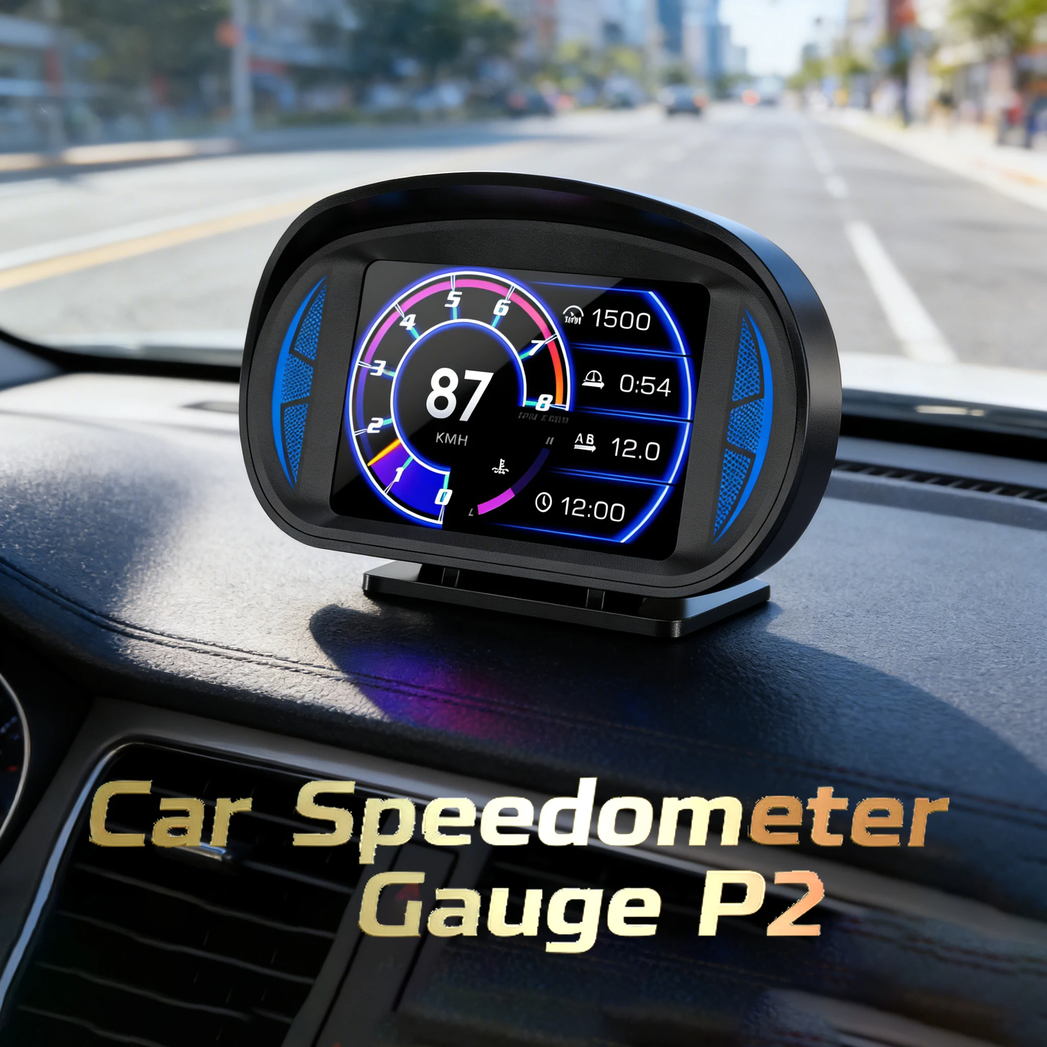 WiiYii Multii-function HUD P2 For Universal Car OBD+GPS+Slope meter+Atmosphere lamp Head up Displays with Temperature Gauge