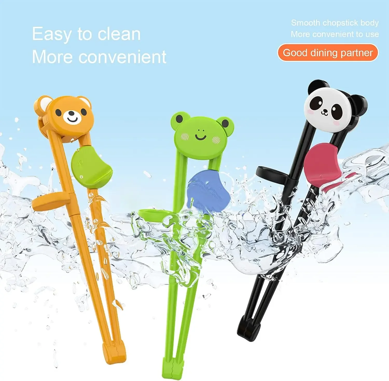 Pauzinhos de animais animados para crianças, Urso bonito, Panda, Pauzinho de aprendizagem elementar, Baby Kids Training Talheres, Food Sticks