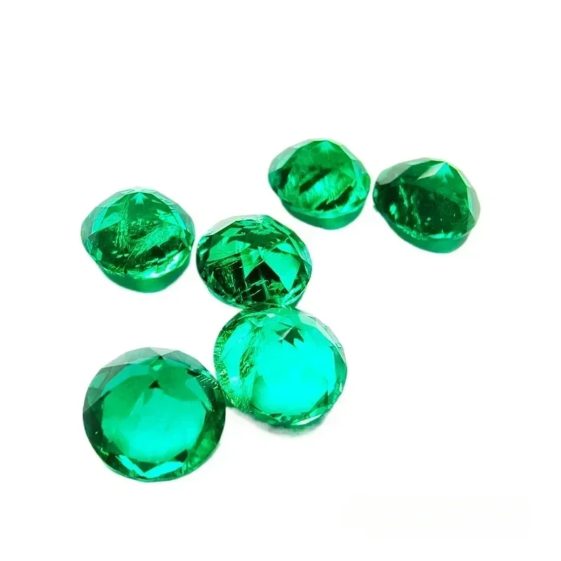 Lab Grown Round Shape 3.2-4.0mm Columbian Emerald Charm Gemstone DIY Ring Necklace Earrings Main Materials Available Certificat