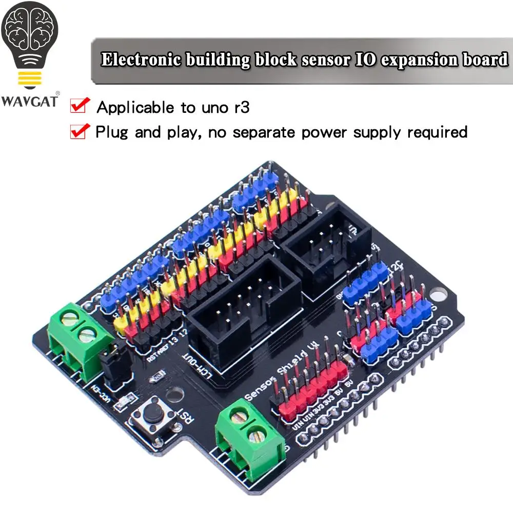 WAVGAT Arduino Bloque de construcción electrónico Sensor IO Placa de expansión para Arduino Uno R3