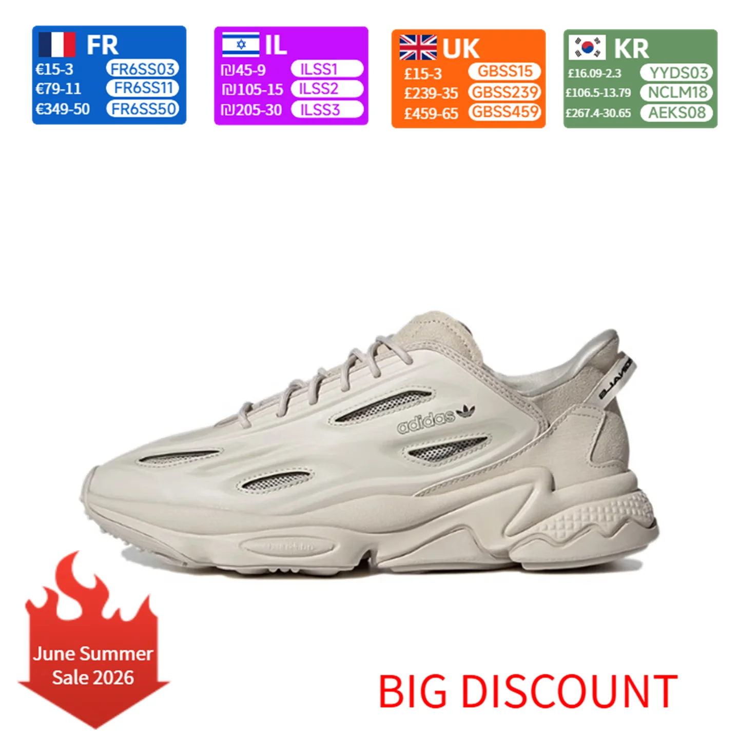 Adidas Originals Ozweego Celox Celox Tela Cuero sintético Deportes Confort Low-Top Estilo de vida Zapatos casuales Unisex Beige GZ5231