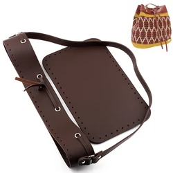 1Set PU Leather DIY Handmade Bag Bottom Handbag Shoulder Bag Strap Bottom Cover Handle Bag Accessories for Knitting Bags