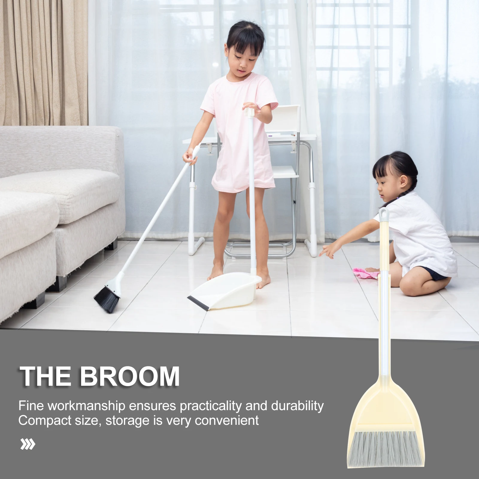 어린이용 빗자루 쓰레받기 세트 1세트, 소형 플라스틱 가정용 청소 도구, 어린이 집안일 도우미, 데스크탑 클리너