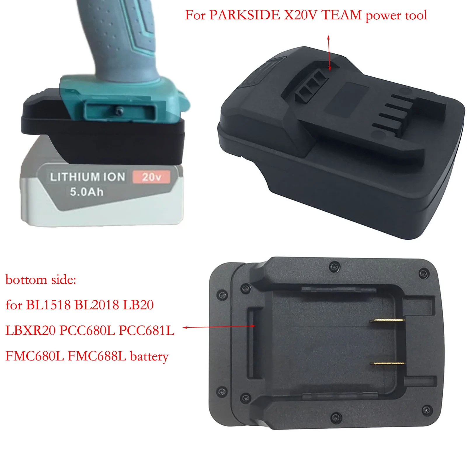 

1 шт. адаптер-переходник для аккумулятора BL1518 BL2018 LB20 LBXR20 PCC680L для аккумулятора PARKSIDE X20V TEAM ​ Детали электроинструмента