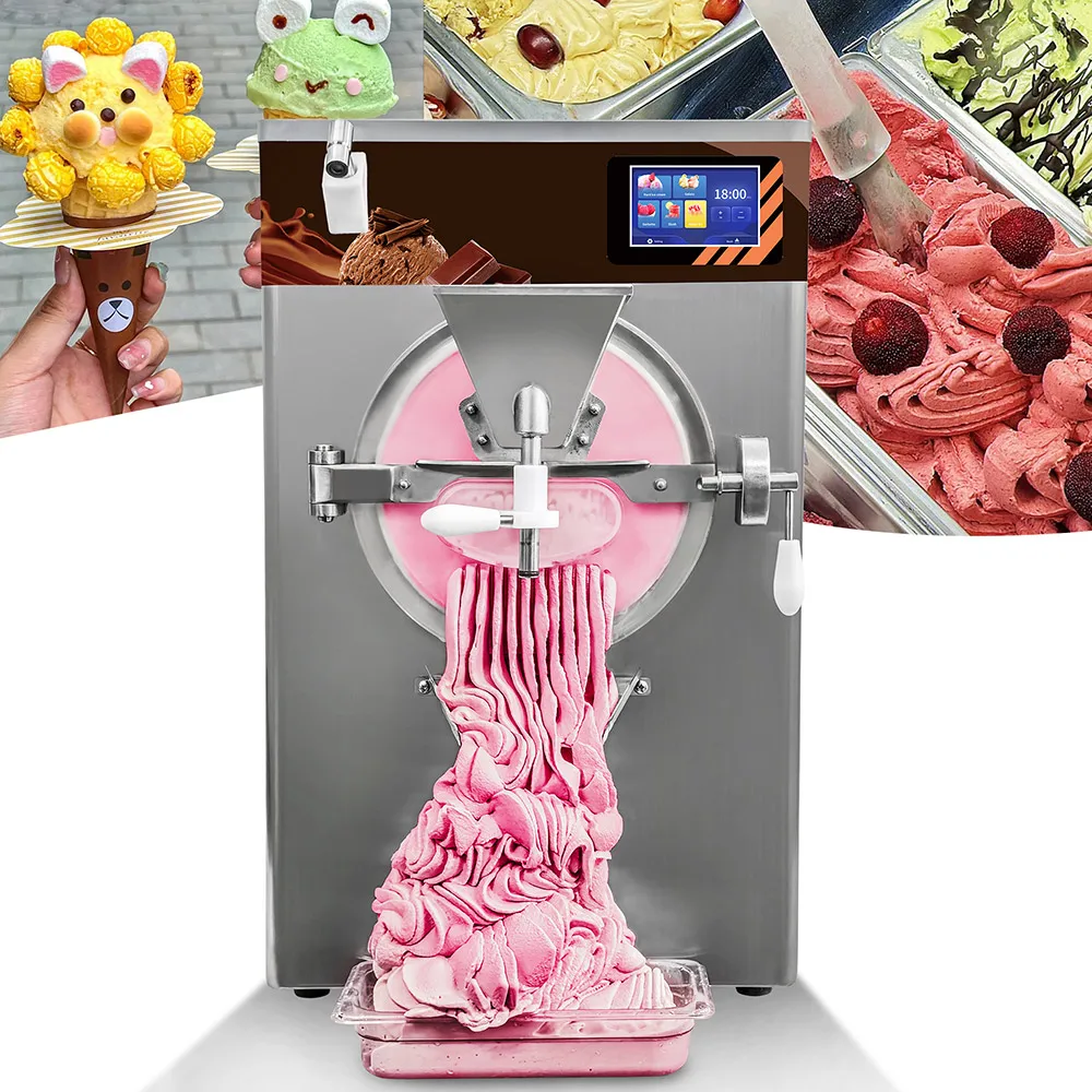 XEOLEO Commercial 5 in 1 Italian Ice Cream Machine Desktop 48L/H Touch Screen Gelato Machine 12L Hard Ice Cream Machine