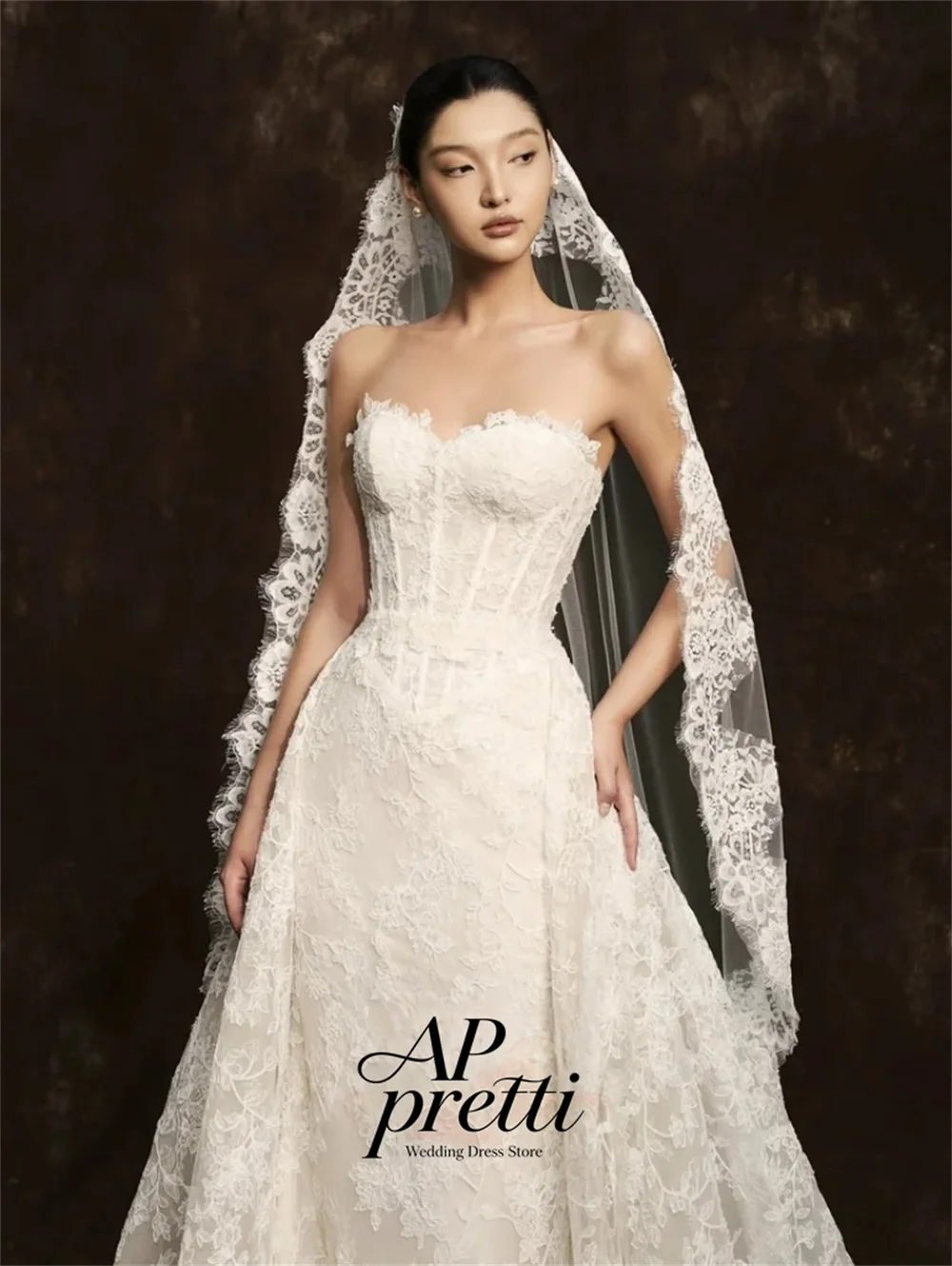 AP pretti Glamorous Sweetheart Collar Wedding Dresses For Woman Lace Sleeveless Mermaid Bridal Gown Customized Vestidos De Novia