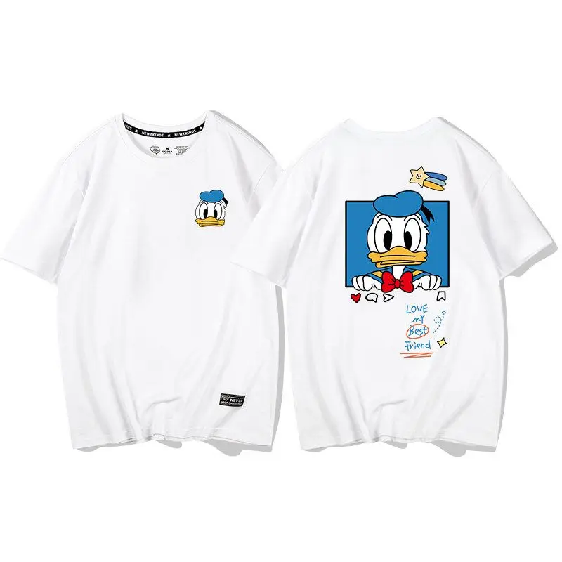 Couple T-shirt 2024 Summer Short-sleeved Donald Duck Joint Pure Cotton Loose Niche Design Daisy Bottoming Shirt Women