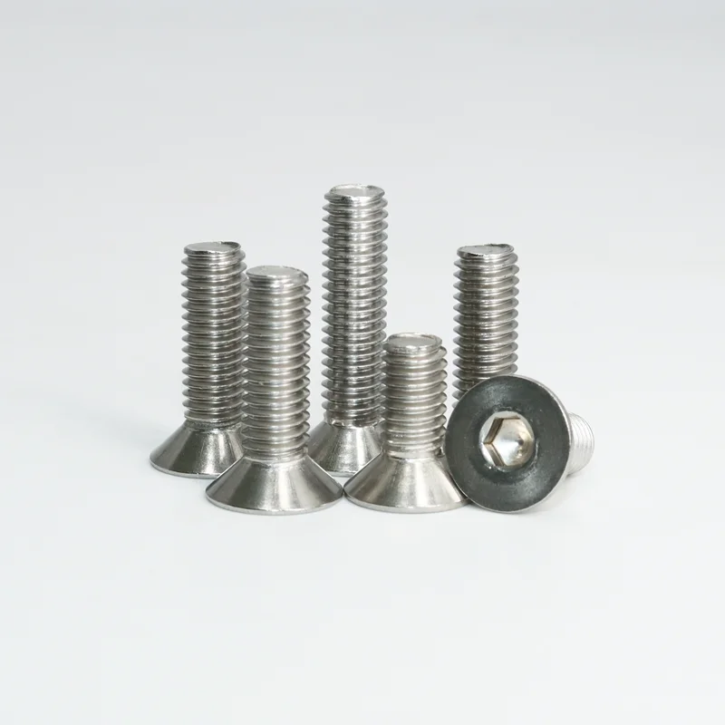 Hexagonal Screw M2 M2.5 M3 M4 M5 M6 304 Stainless Steel Hex Socket Countersunk Thread Game Screws DIN7991 Flat Head Allen Bolts