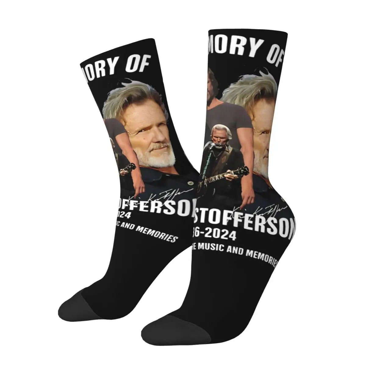 Crazy Design In Memory Of Kris Kristofferson Basketball Socks Polyester Crew Socks for Unisex Breathable