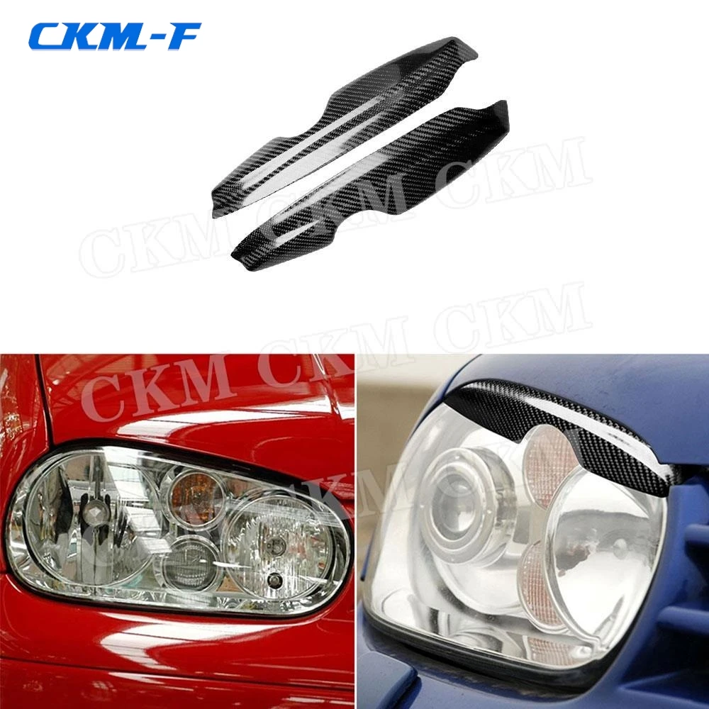 

Car Carbon Fiber Front Bumper Headlights Eyebrow Eyelid Trim Cover Sticker Bodykits Accessories for Volkswagen MK4 1998-2004