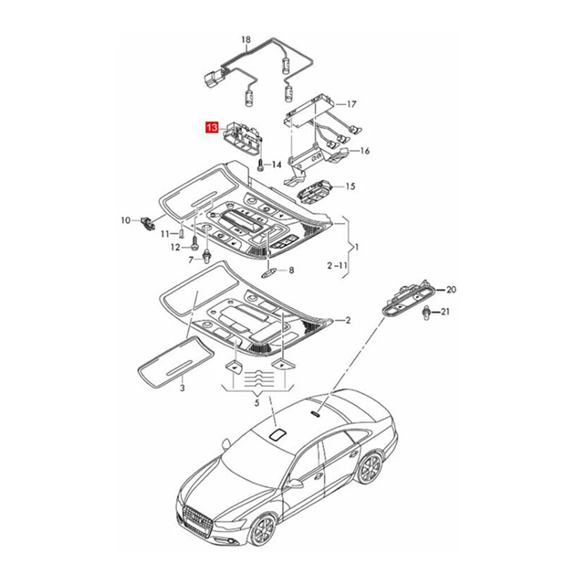 Gray Panoramic Sunroof Switch Button 4G0959613 For  S6 S7 RS7 A6 C7 A7 2012-2018 Overhead Sunroof Control Button