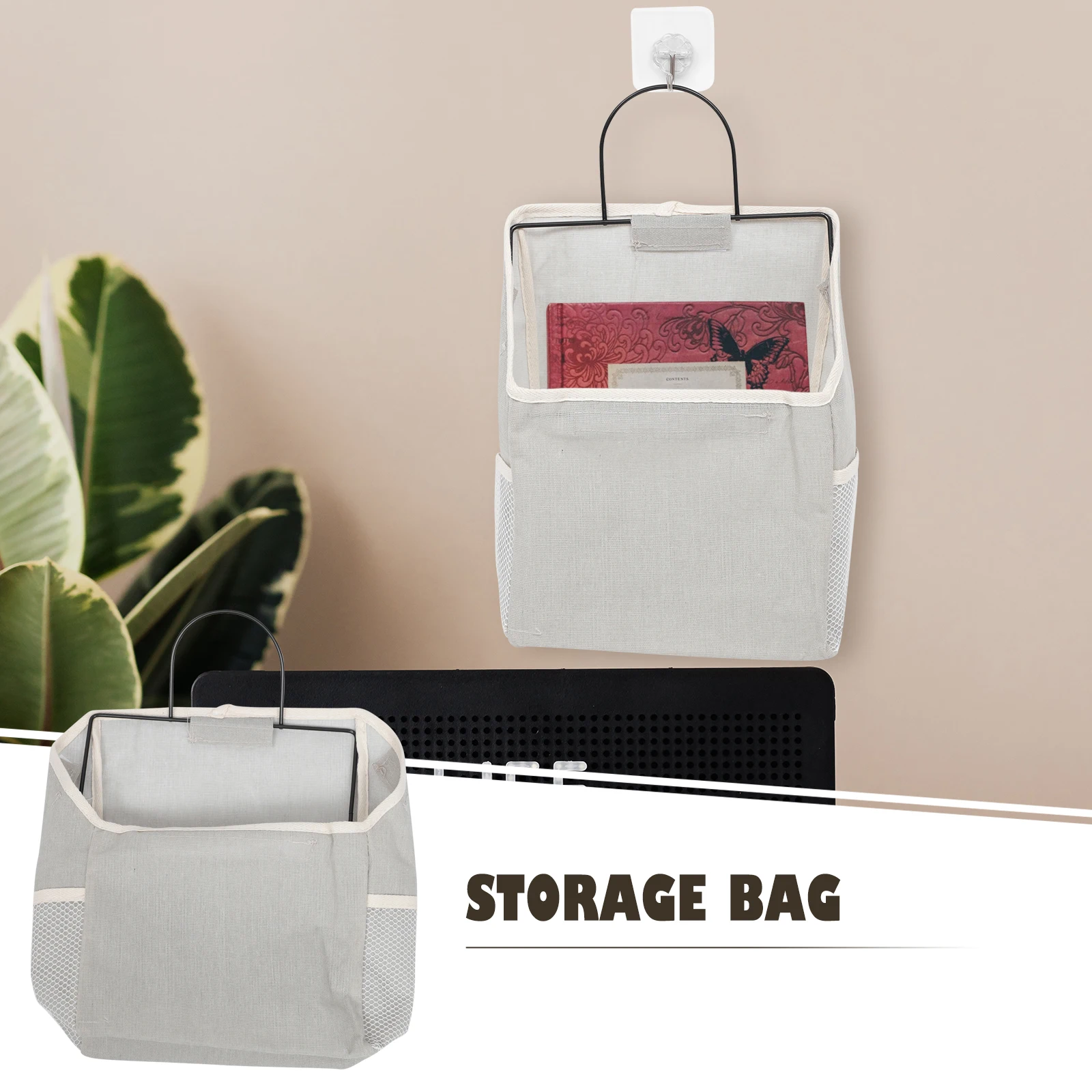 

1pc Wall Mounted Storage Bag Hanging Organizer Pockets Bedroom Magazine Cable Holder Door Household Canvas Hanging Bag Dormitory