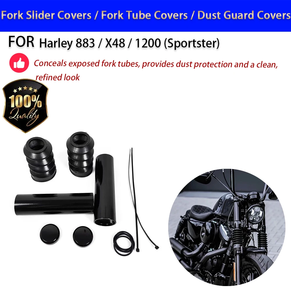 For Harley 883 1200 X48 Fork Slider Covers Thickened CNC Aluminum Dust Guard No-Drill Accesorios Moto