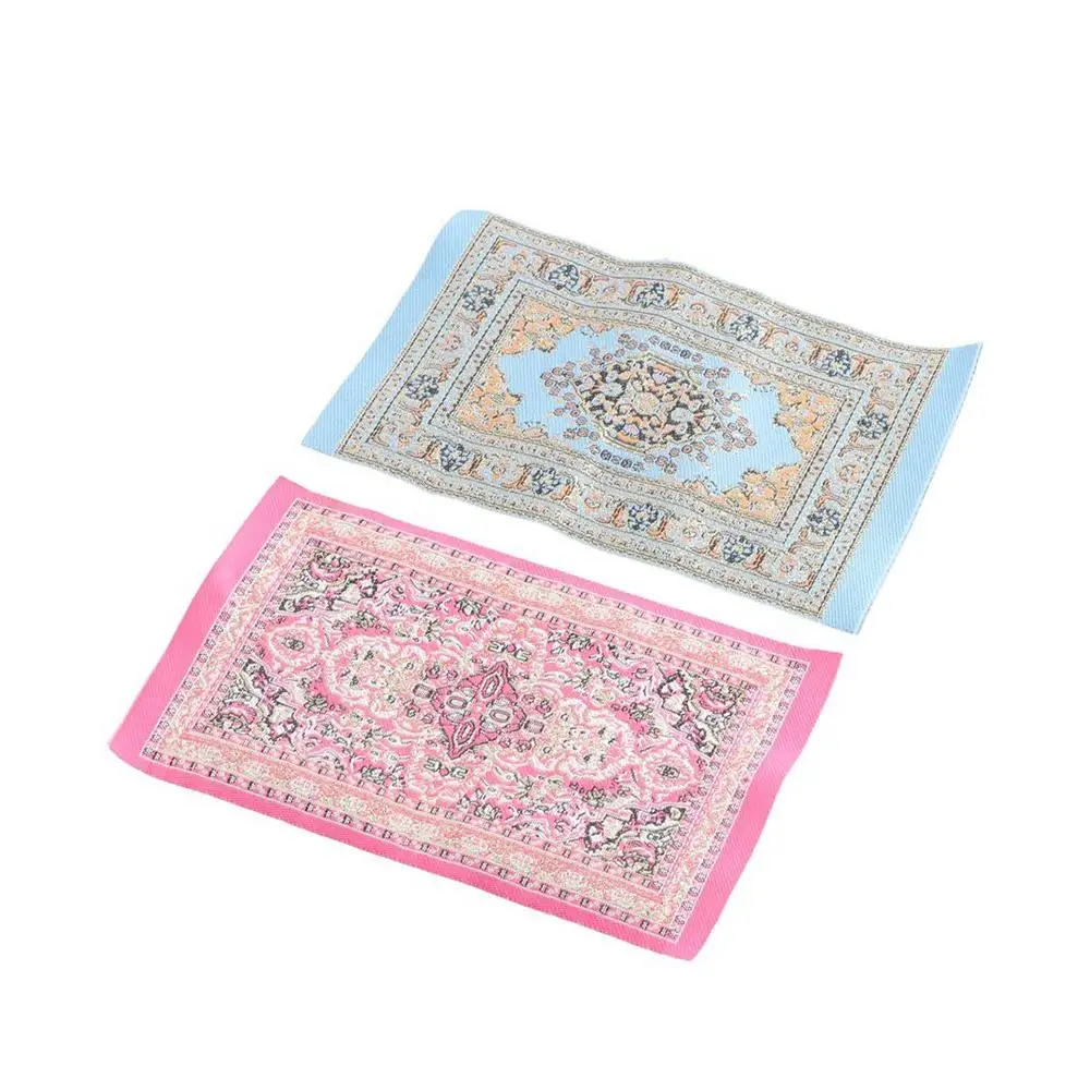 Crafts Floor Coverings Floral Pattern Mat Dollhouse Carpet Dollhouse Furniture Simulation Weaving Rugs 1:12 Dollhouse Miniature