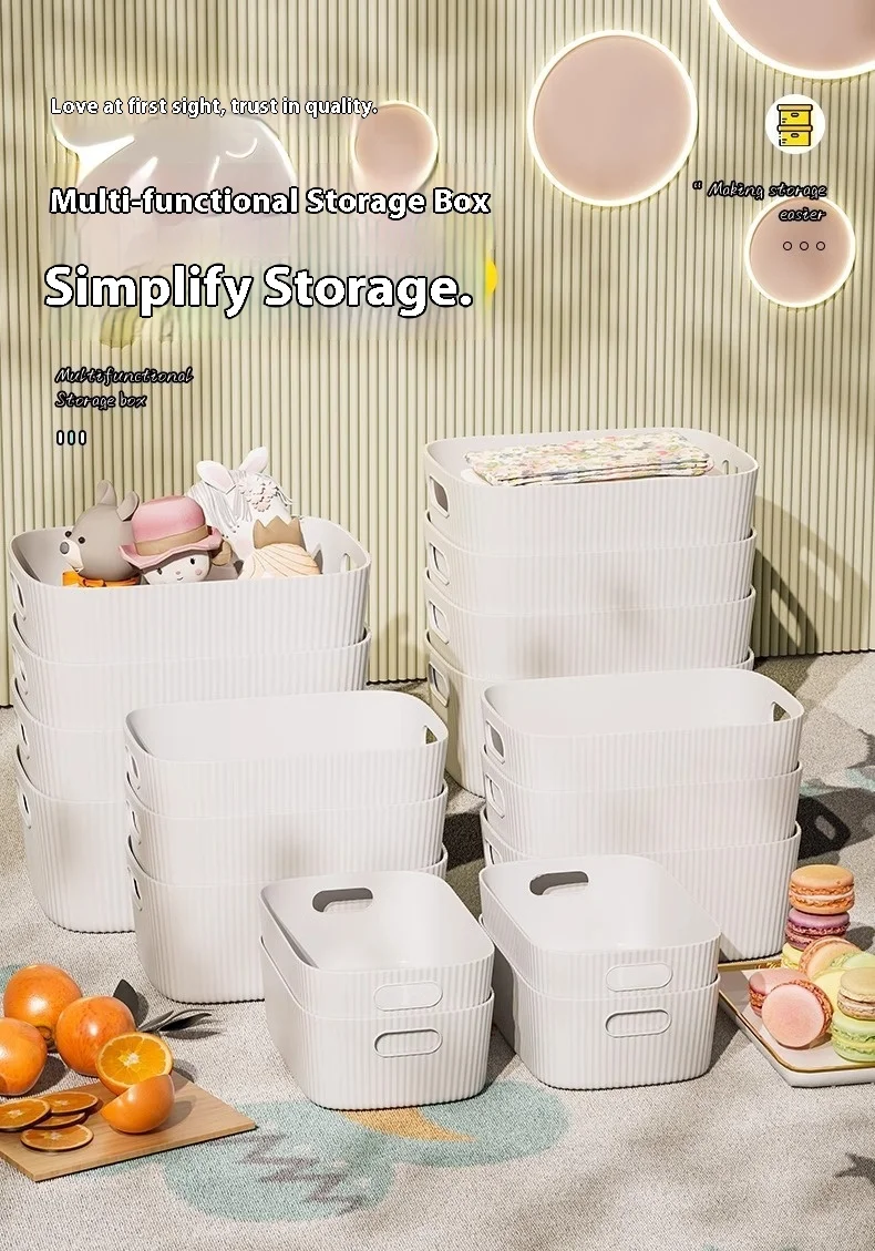 

Small Plastic Storage Box Rectangular Desktop Organizer for Snacks Cosmetics Miscellaneous Items - Desktop Storage Basket