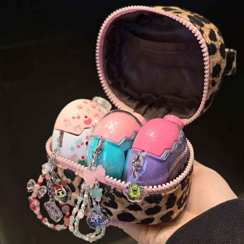 

For Tamagotchi Pet Machine ‌Storage Box Handheld Zipper Portable Design Tiger Skin Pattern Bag Girl Gift Place Three Machine