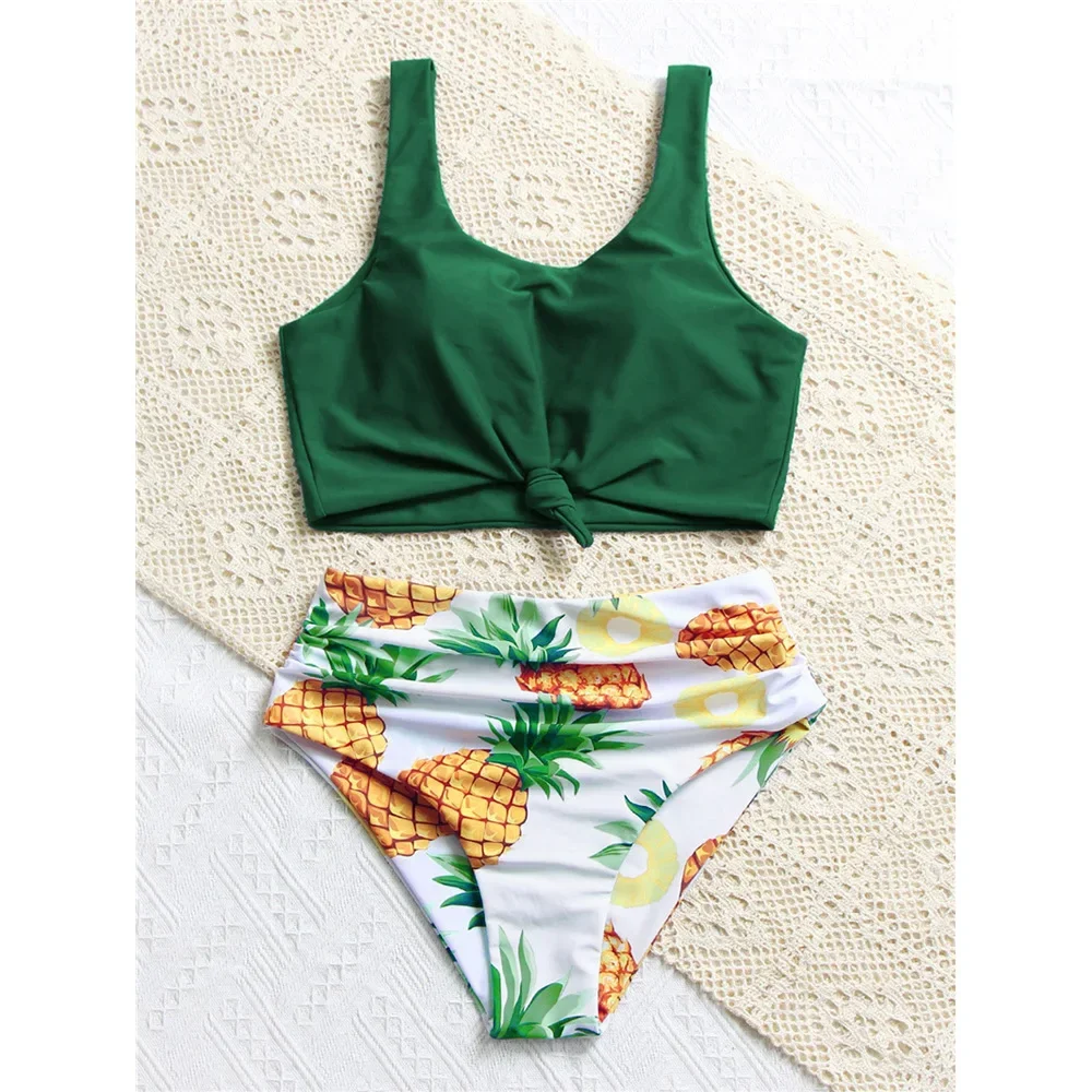 

Сексуальное бикини с ананасом и высокой талией 2024, купальник из двух предметов, женский купальник, комплект бикини с завязками, пляжная одежда, купальный костюм для бассейна