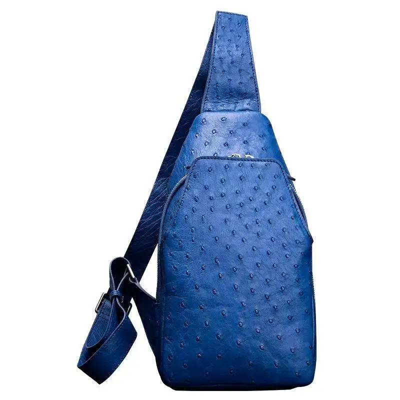 

Новая мужская сумка-слинг Yingshang из страусиной кожи, синяя, модная, для ношения на груди