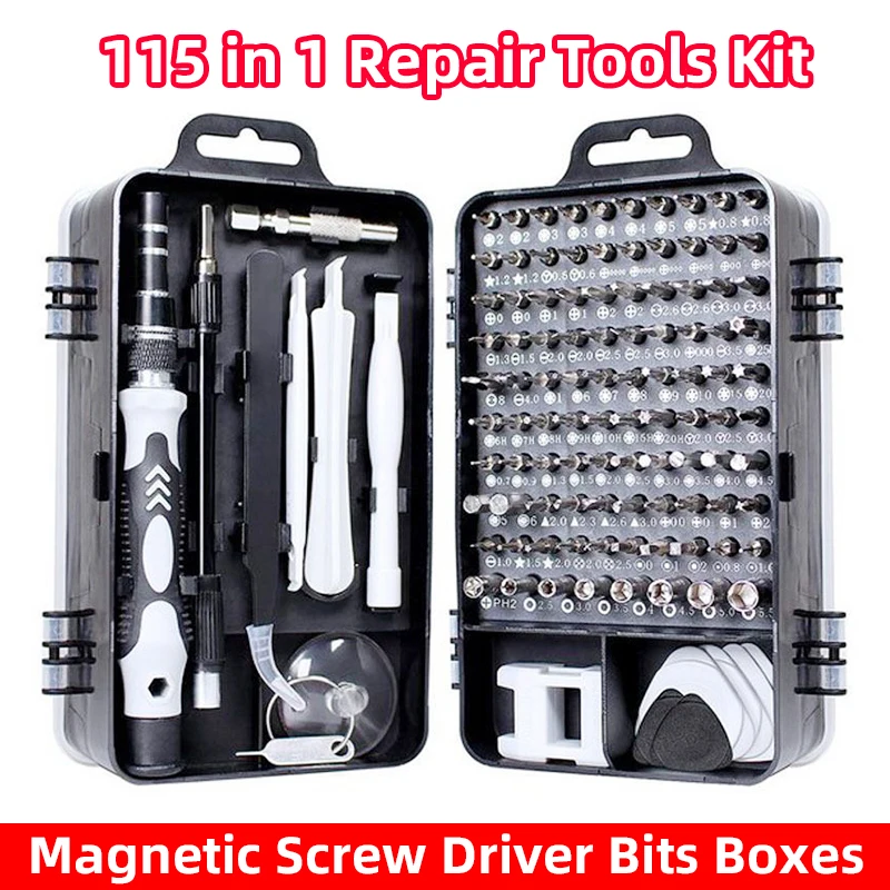 

Creamily 115pcs/lot Magnetic Screwdriver Bit Set Mini Multifunction Tool Hex Screw Drivers For Watch Phone Repair Tools Boxes ﻿