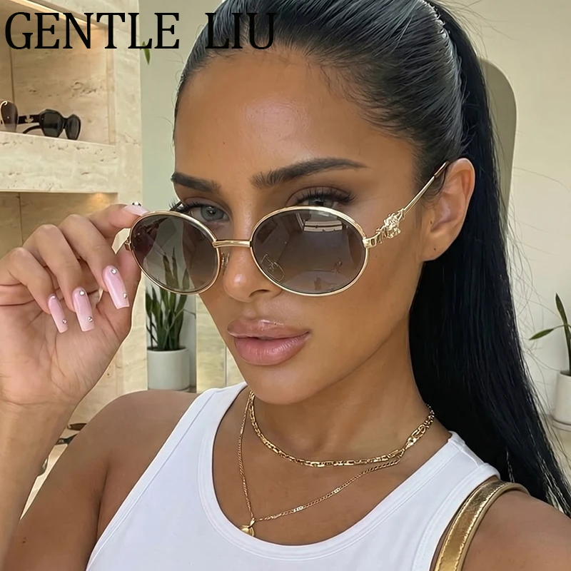 Steampunk Oval Sunglasses Women 2026 Luxury Brand Designer Y2K Punk Metal Frame Photochromic Sun Glasses For Lady Outdoor Shades