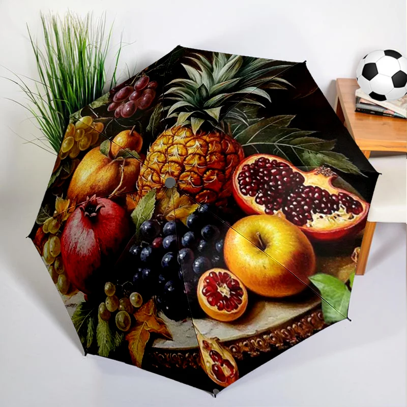 1PC Apple Grape Fruit Umbrella Automatic Open/close, Sturdy Iron Frame & 8-Rib Struct, Umbrella for Women & Men, Christmas Gifts