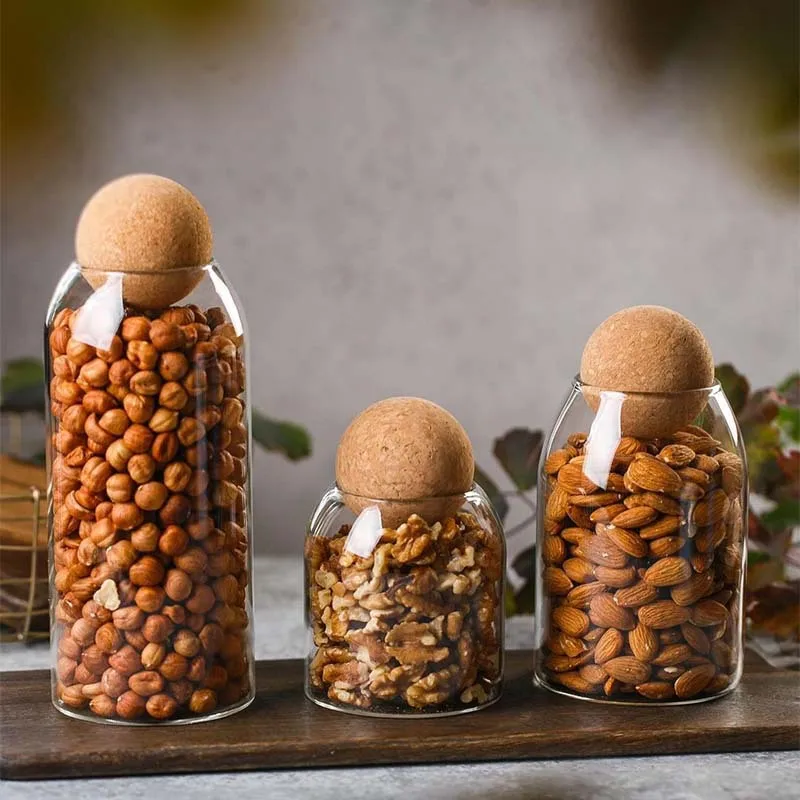 Glass Sealed Jar Kitchen Miscellaneous Grain Storage Jar Coffee Bean Transparent Glass Product Storage Jar