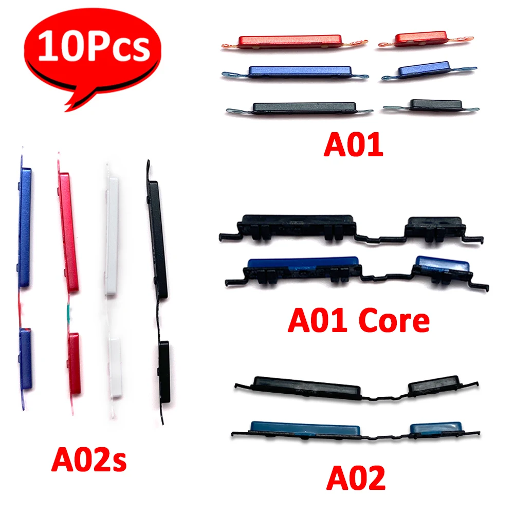 10Pcs,NEW Side Keys Power and Volume Buttons Replacement Parts For Samsung A01 Core A02 A02S A01