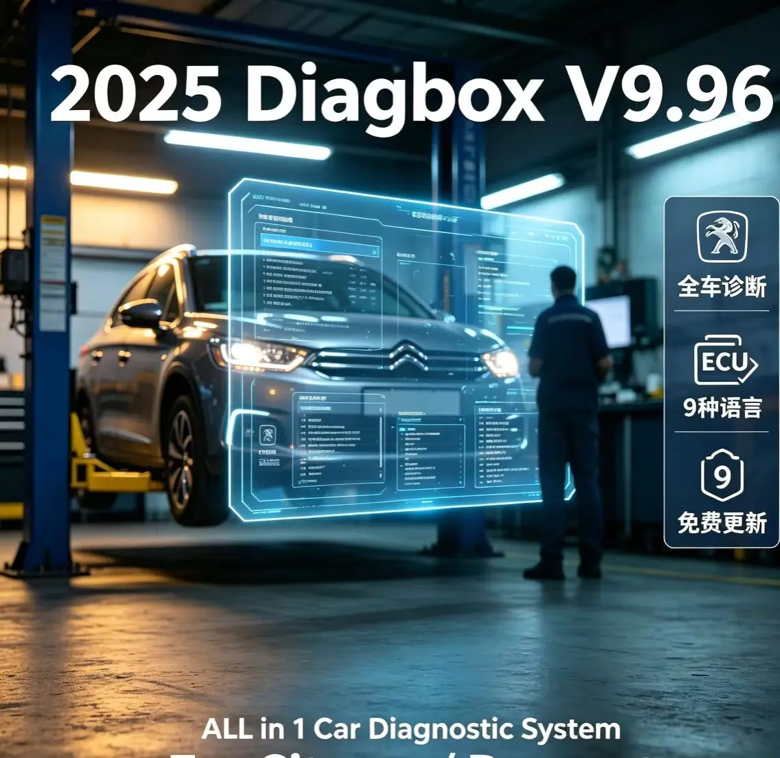 2025 Diagbox V9.96 Car Diagnostic Tool ALL in 1 for Citroen/Peugeot 9 Languages Free Update OBD2 Scanner ECU Compatible view 3