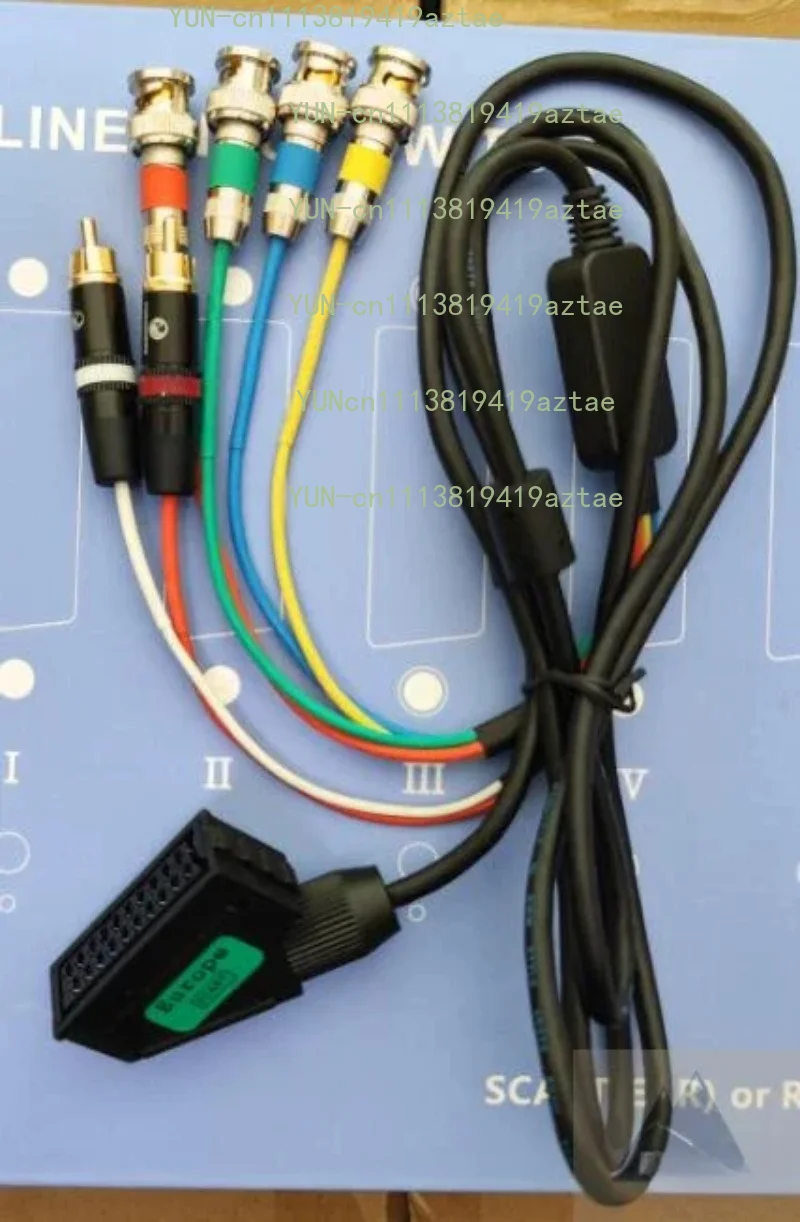 EU SCART or JP RGB21 Female to BNC, Color Monitor Use Broom Head Cable