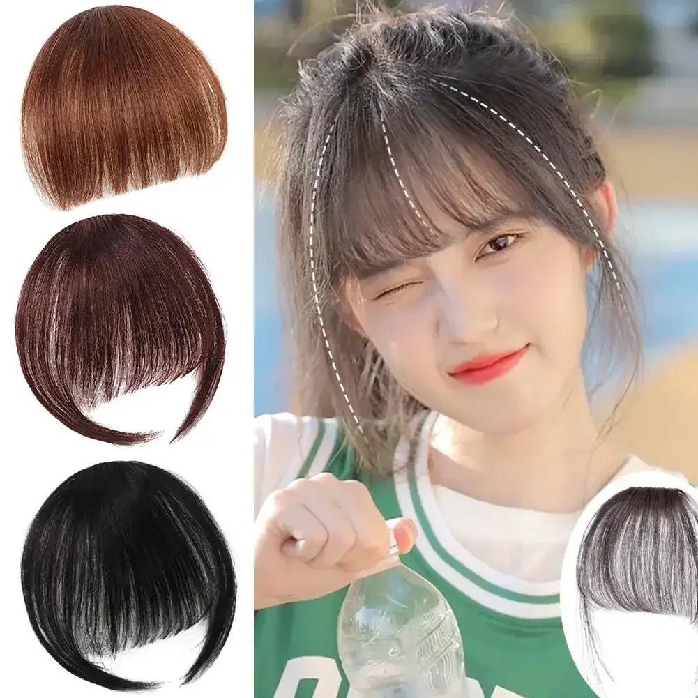 Synthetic Fake Air Bangs Natural Forehead Fake Fringe Hair Bang Wig Short Invisible Clip In Hair Extensions Hairpieces For Women