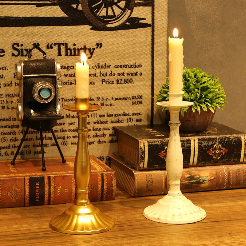 French-style Candlestick Decoration Tabletop Home Use Restaurant Iron Art Candle Base Photography Prop Hotel Wedding Decoration