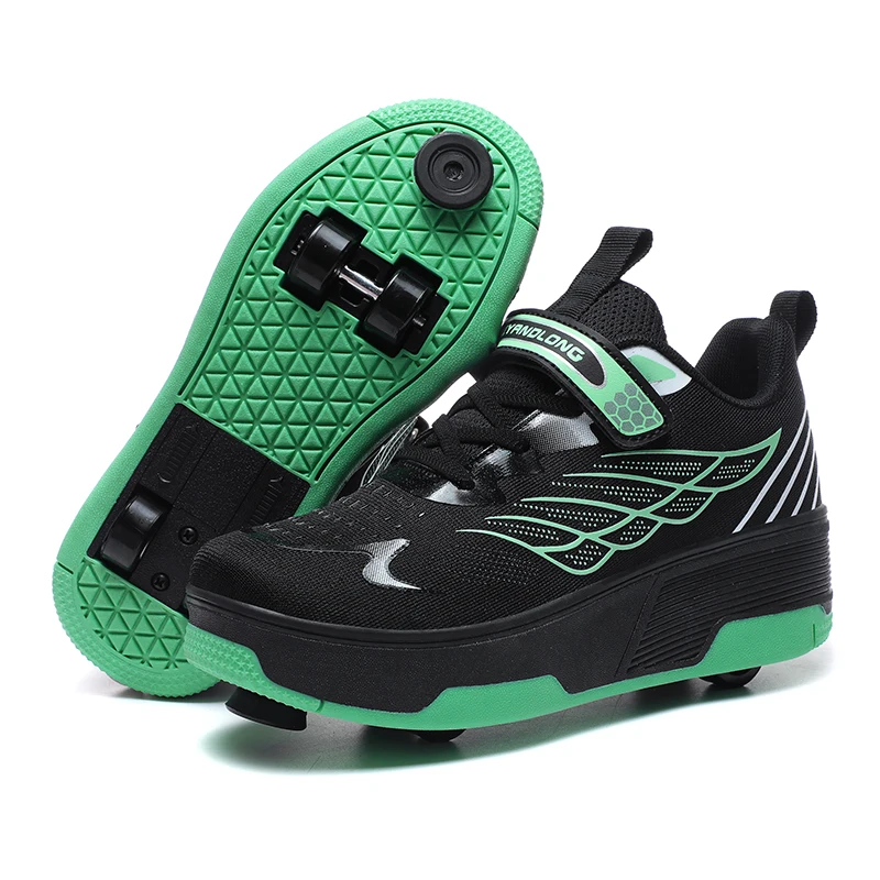 

Роликовые кроссовки-трансформеры с двойным рядом колес, 4-колесные роликовые коньки, скоростные роликовые кроссовки для скейтбординга