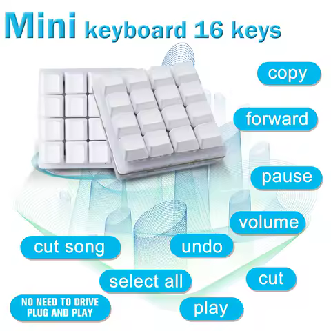 16 Keys Programming Macro Keyboard Custom Keyboard Gaming Mini Keyboard Copy Paste For Painting Hotswap Keypad With Light P7U3