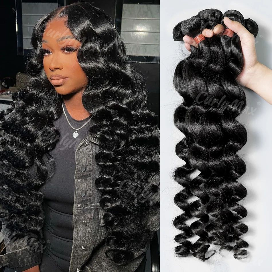 3 pacchi Brazilia Hair Weave Bundles fasci di capelli umani 30 pollici Vingin Loose Wave Bundle Remy Extensions Deep Loose Women Curly