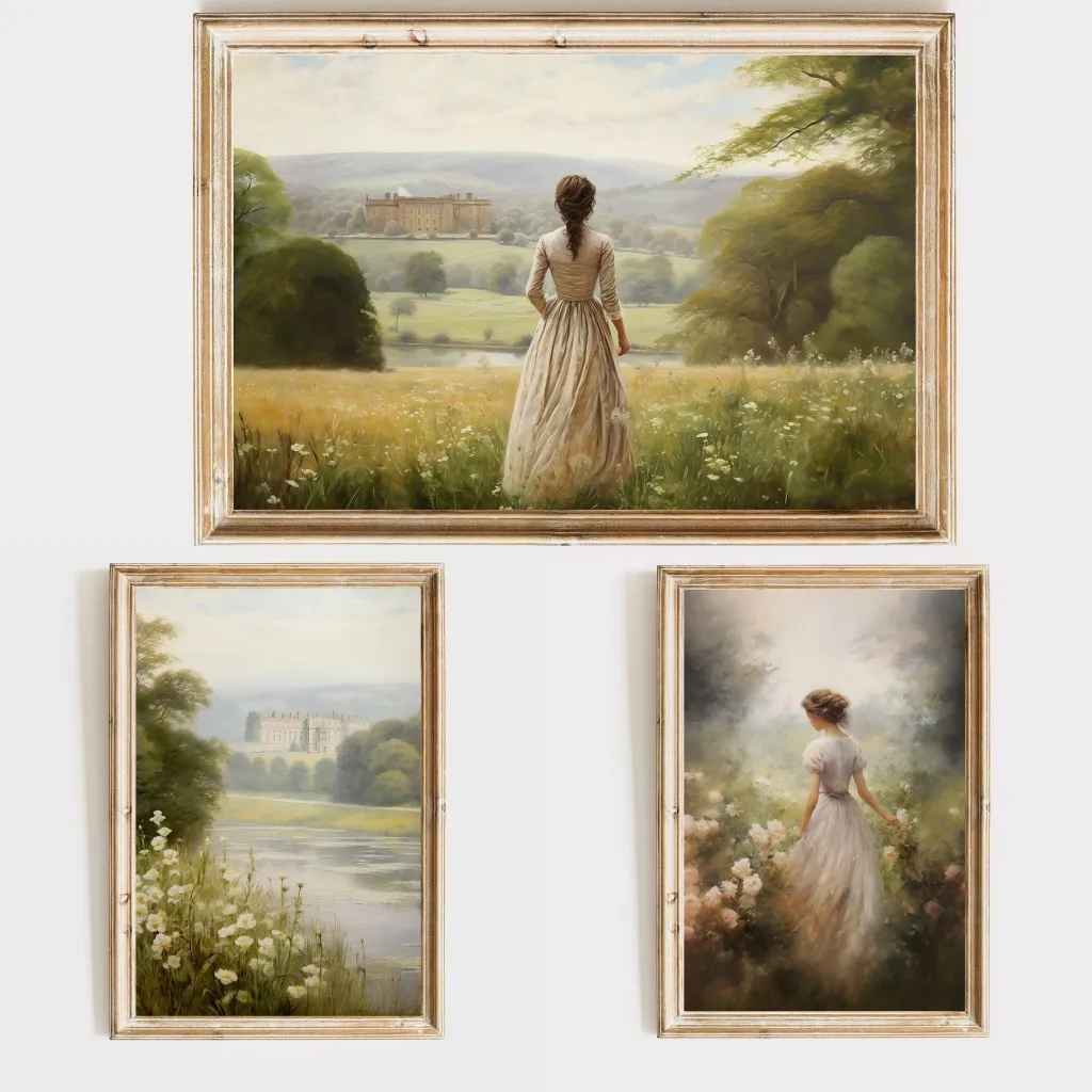 طباعة فنية جدارية فخر وتحيز ، لوحة زيتية قماشية ، إليزابيت بينيت ومر دارسي ، ملصقات قطنية ، ديكور منزلي #5