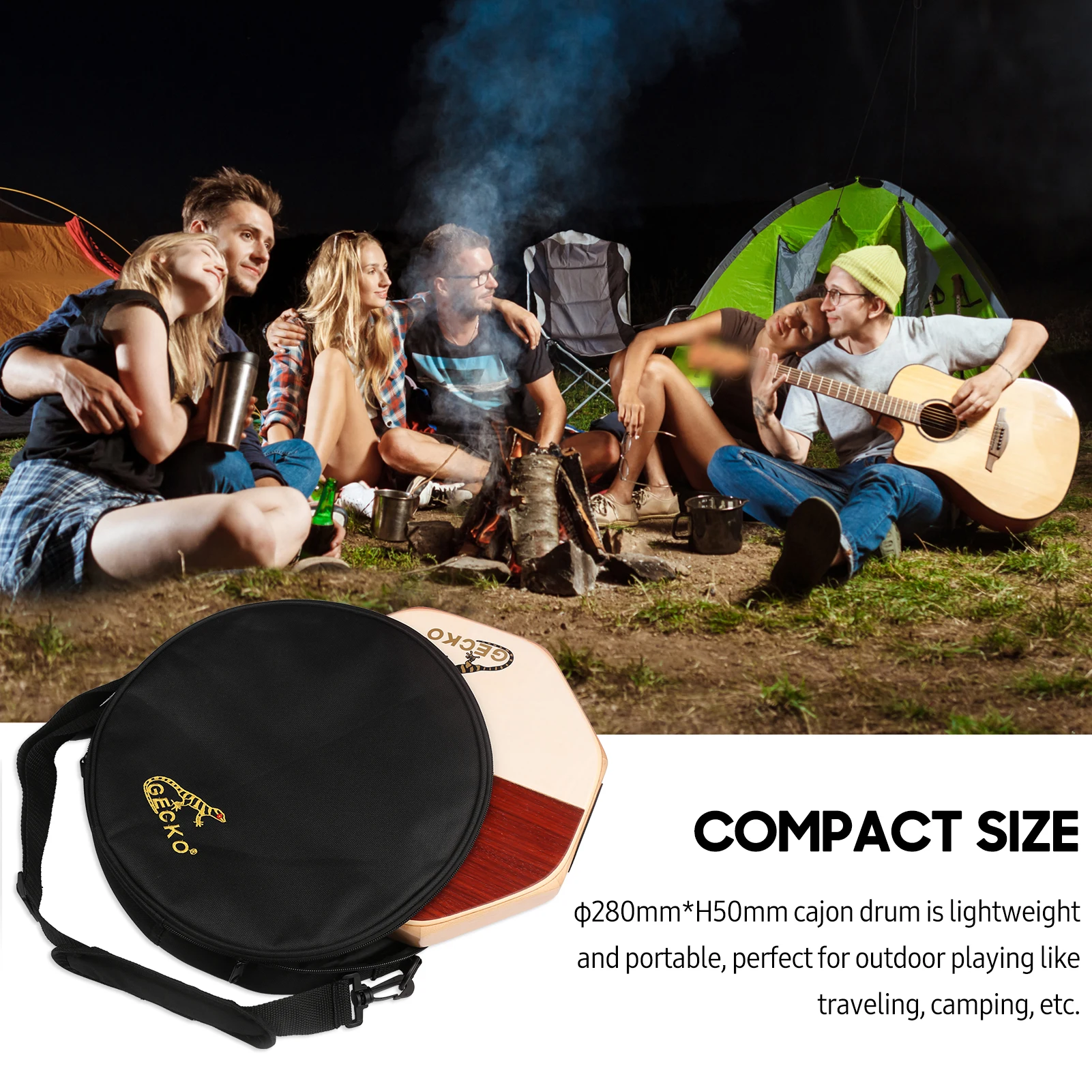 Cajon GECKO SD6 Cajon Hand Drum Cajon Drum Percussion Instrument with Carrying Bag Portable for Travel Camping little body cajon